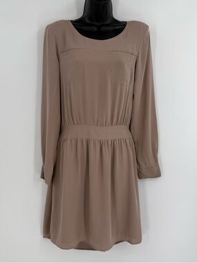 NWT Theory Carmedy Long Sleeve Double Georgette Silk Dress | Bare Rose | Size 8